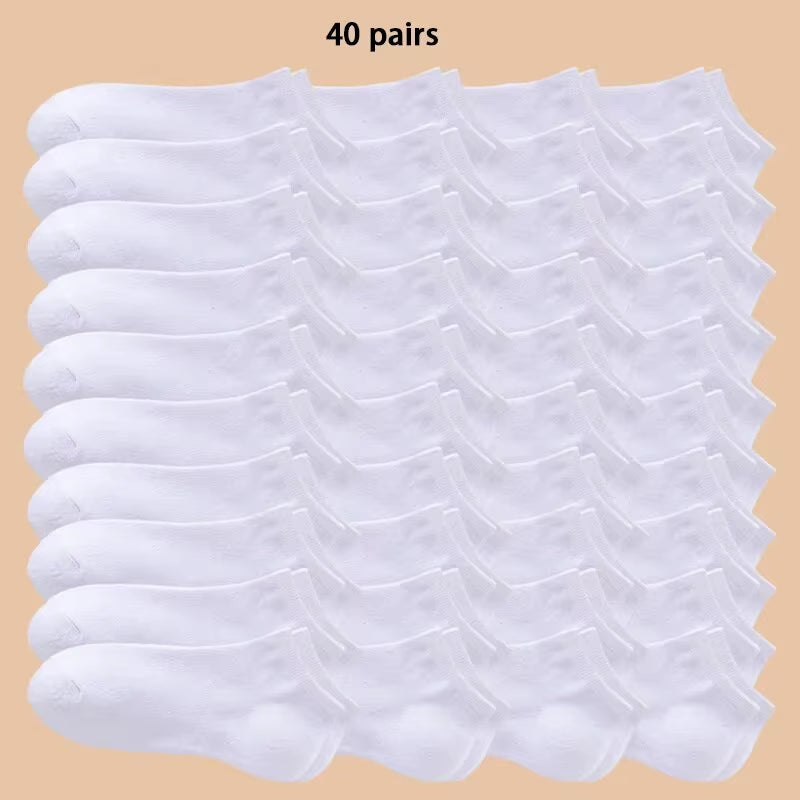 10/20/40 Pairs of Solid Color Socks, Soft and Lightweight Ankle Socks, Casual Boat Socks, Low Cut Ankle Socks