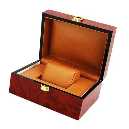 Vintage Luxury Watch Box Wine Red Natural Wooden Jewelry Wristwatch Display Box Travel Jewelry Organizer Showcase Birthday Gift