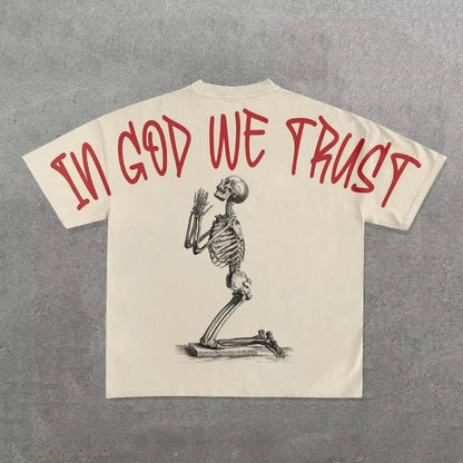 Streetwear Y2K T Shirt Harajuku Gothic Hip Hop Graphics Print Oversized round Neck Cotton Tshirt Men Womens Short Sleeved Tops
