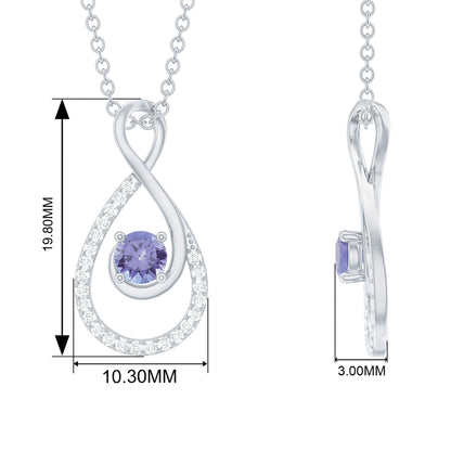 Tanzanite and Diamond Teardrop Pendant Necklace for Women, 14K Yellow Gold