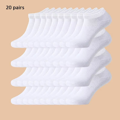 10/20/40 Pairs of Solid Color Socks, Soft and Lightweight Ankle Socks, Casual Boat Socks, Low Cut Ankle Socks