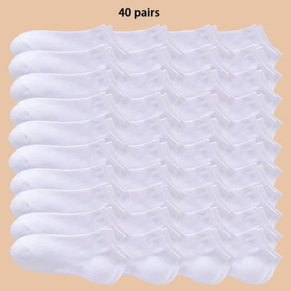 10/20/40 Pairs of Solid Color Socks, Soft and Lightweight Ankle Socks, Casual Boat Socks, Low Cut Ankle Socks